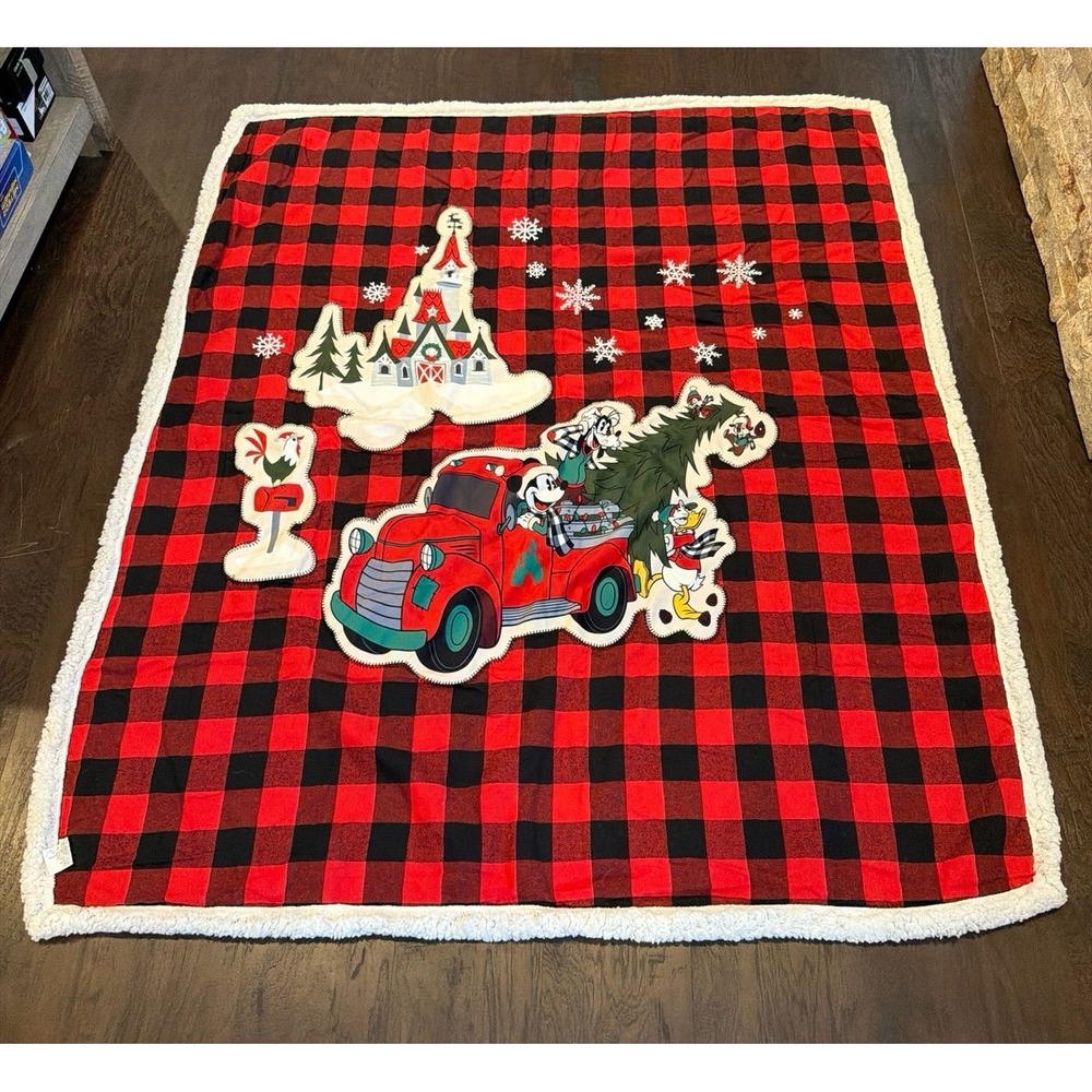 Disney‎ Mickey Mouse Buffalo Plaid Christmas Blanket 50x60